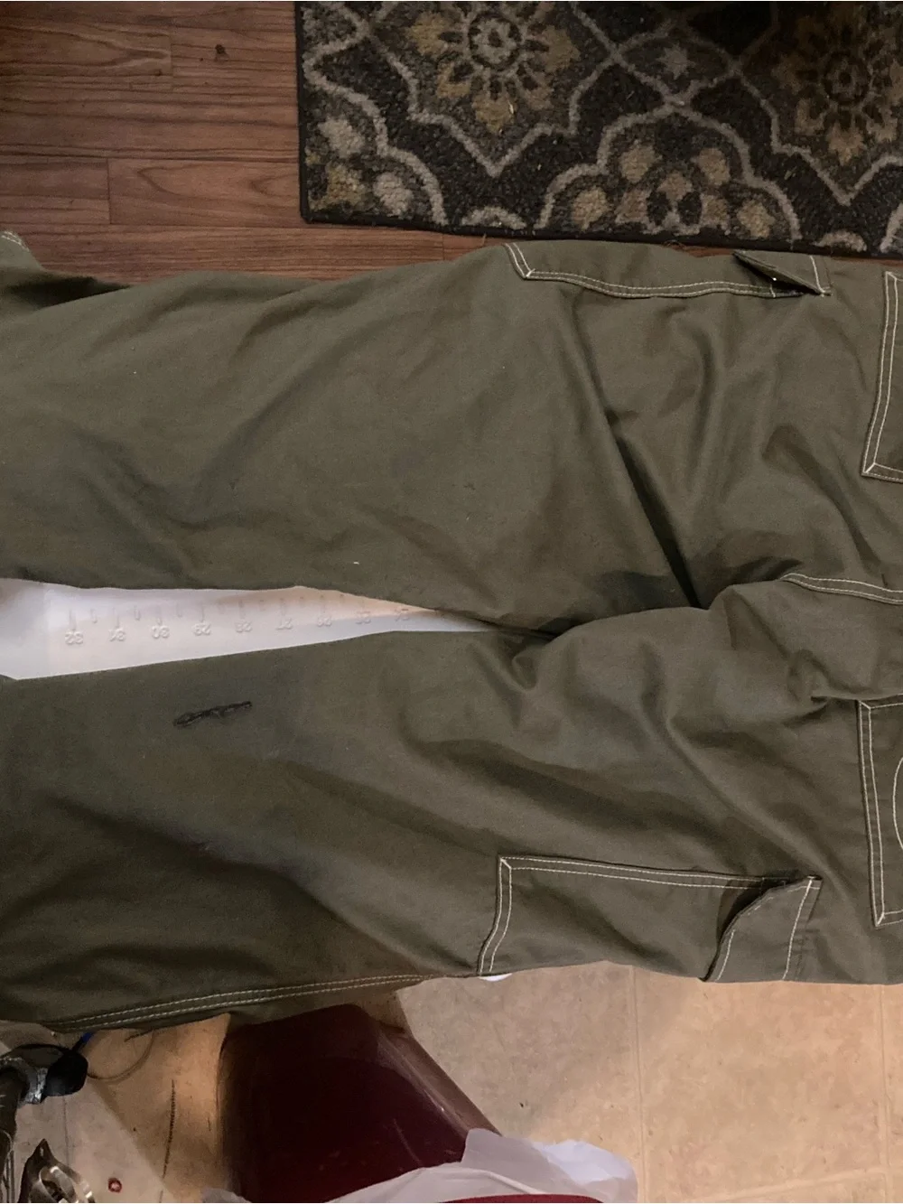 True Religion Olive Cargo Pants in Military Green